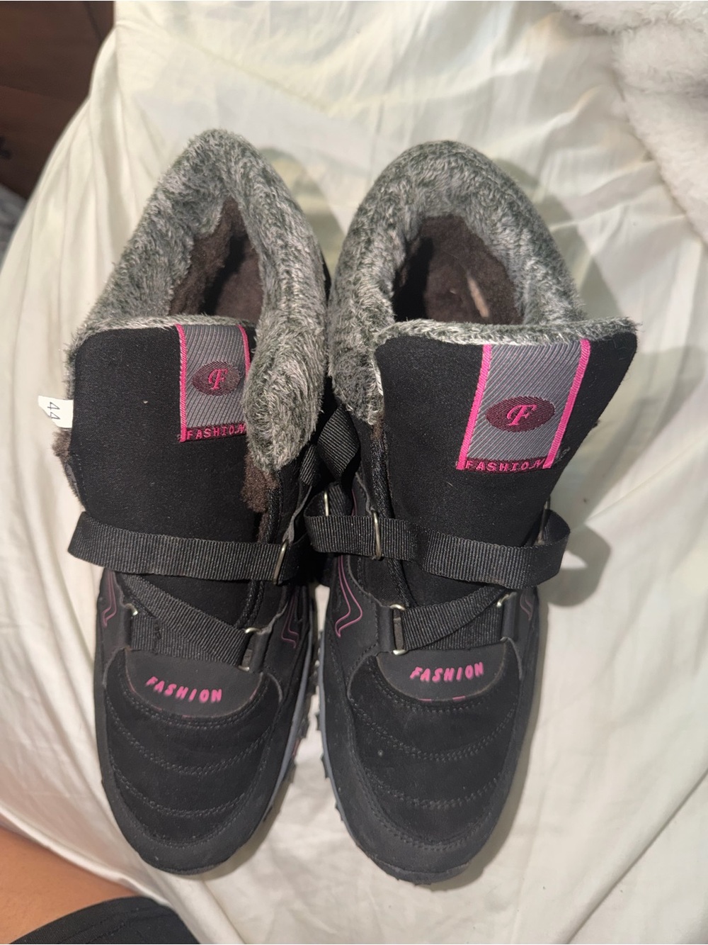 Fashion Nova Black and Pink Women's Winter Boots